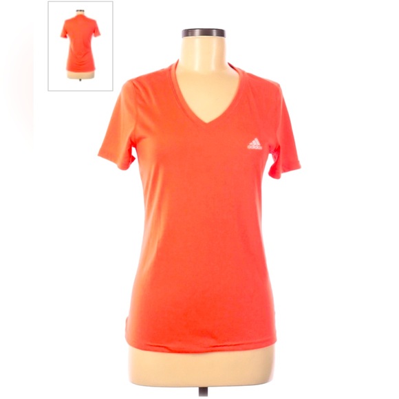 Adidas Active V-Neck T-Shirt in Tangerine, Pink/Orange - Picture 1 of 4